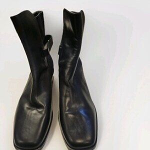 Via Spiga Vaughan Black Leather Ankle Boots – Square Toe Minimalist – EU 40.5 US